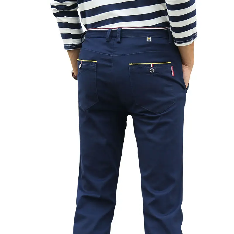 Осенние новые мужские повседневные брюки мужские корейские трендовые тонкие прямые Молодежные деловые мужские брюки повседневные брюки - Цвет: Темно-синий
