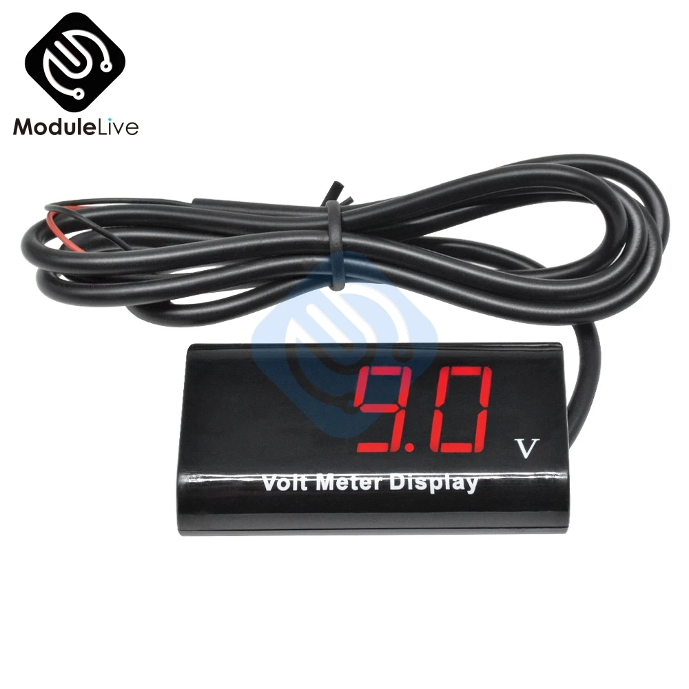 DC 3-18V 5V 9V 12V 0,56 Inch Вольтметр цифровой светодиодный двухпроводной IPX6 Водонепроницаемый тестер напряжения для автомобиль, мотоцикл электромобиль велосипед