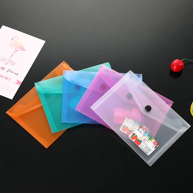 5 Packs A6 Clear Envelopes File Folder Bill Bag Pencil Case with