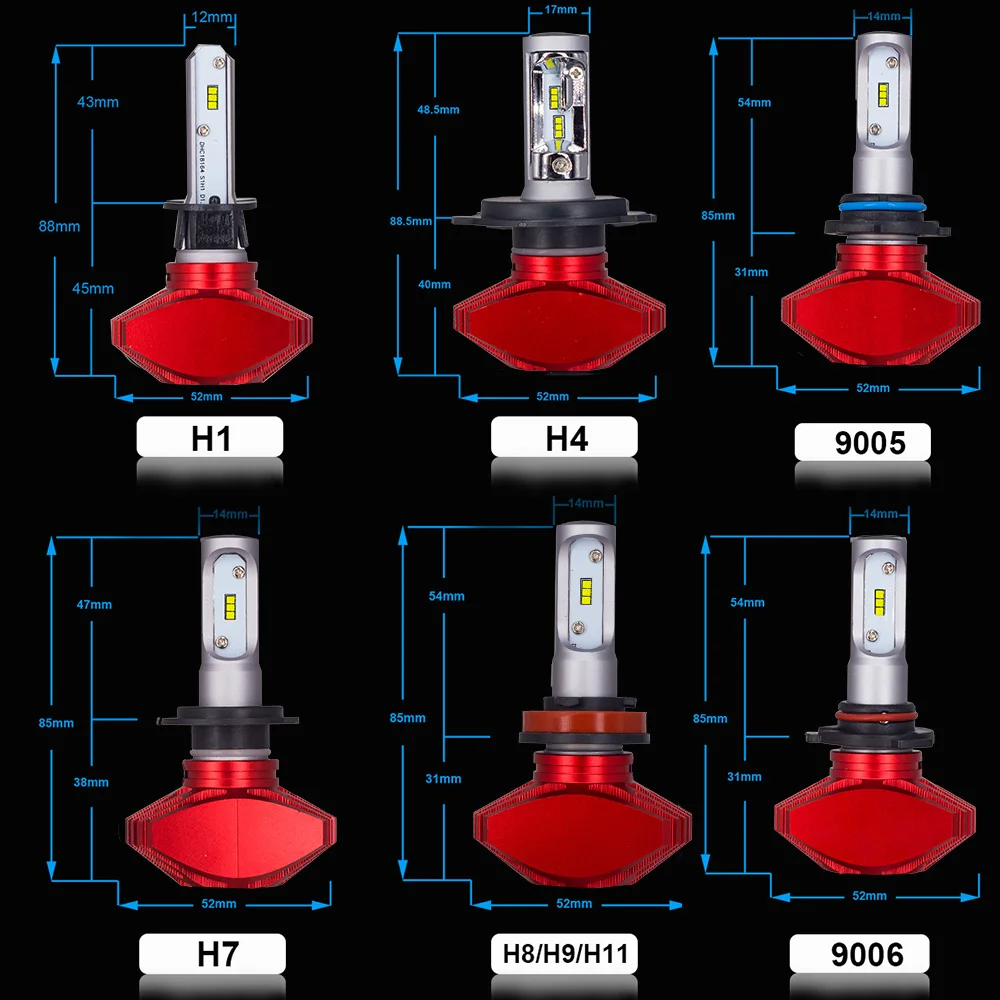 YXDZ H4 светодиодный H7 фар автомобиля H1 9005 HB3 9006 HB4 H8 H9 H11 6000K 8000K 25000K авто светодиодный лампы противотуманного освещения без вентилятора безвентиляторный дизайн