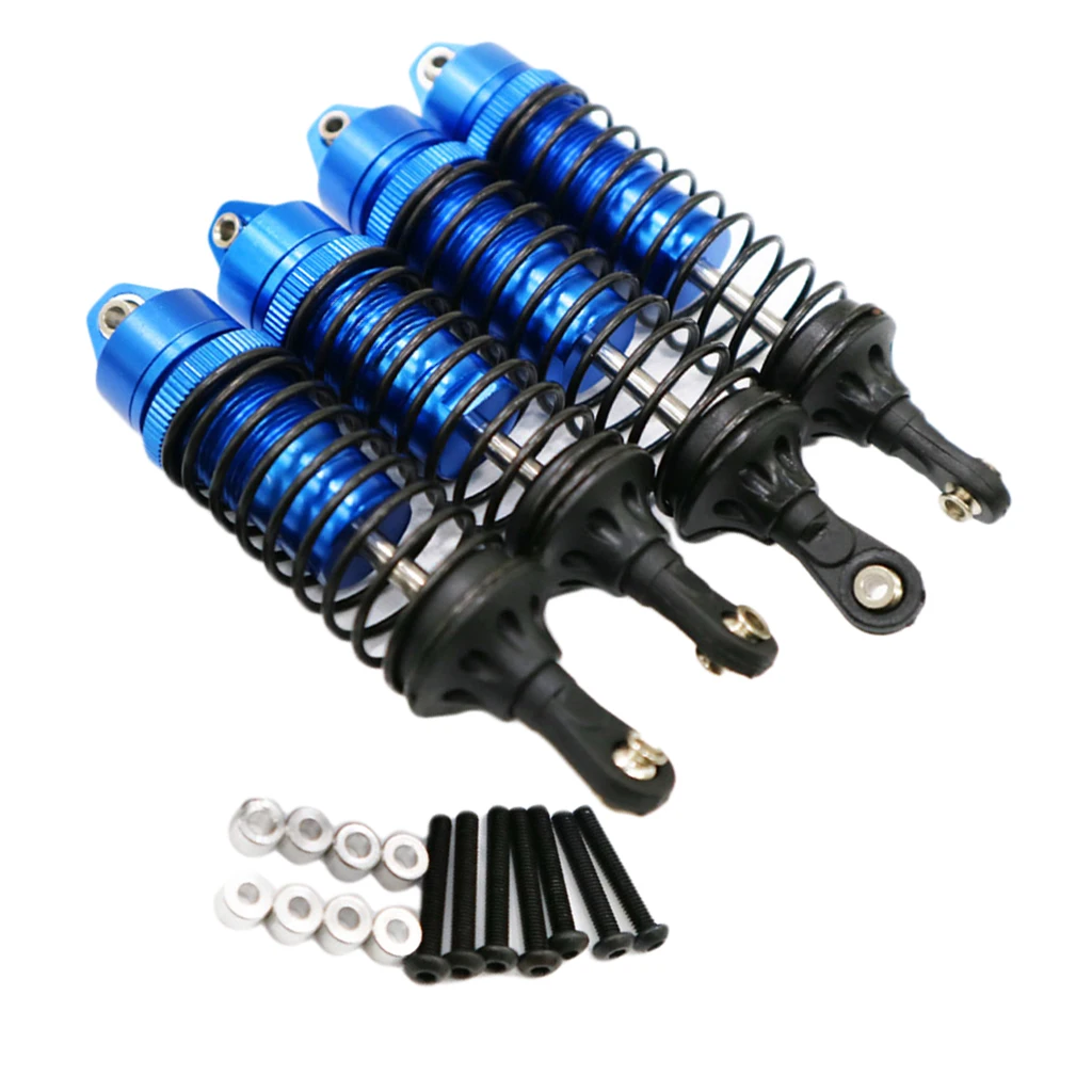 Assembled Aluminum Front & Rear Shocks Absorber Parts for 1/10 RC Car Traxxas Slash 2WD, 4 Pieces - Blue