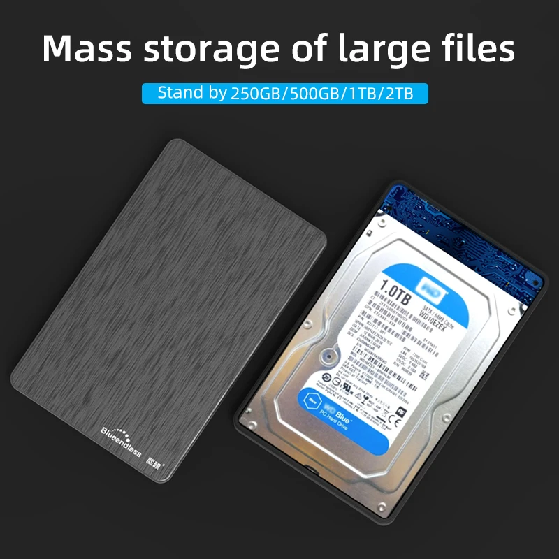 Blueendless-disco Rígido Externo de 2022 Polegadas de Metal Mais Abs-plástico Sata de Disco Rígido Usb 1tb2tb para Laptop Hdd Usb hd Externo Discos rígidos externos - Imagem 6