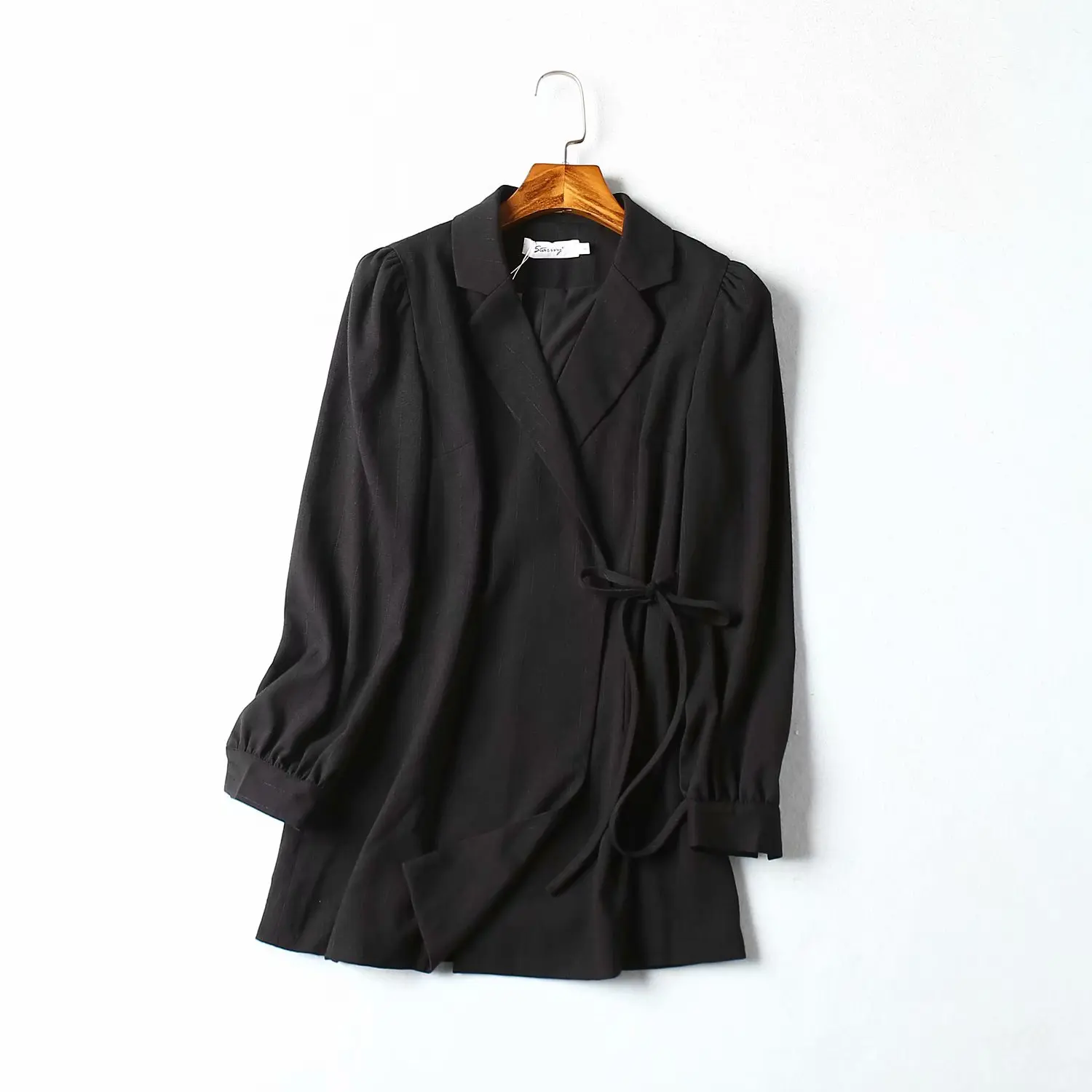 

2019 Autumn New Style Western Style Lace-up Mid-length Suit duan qun shi Coat