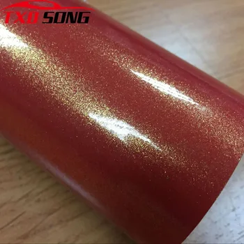 

Red Golden sand Pearl glitter golden sand vinyl sticker Red Pearl Flash Glitter Vinyl Sheet 10/20/30/40/50/60X152CM