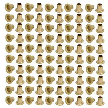 

100pcs M3 x 4mm Brass Plated Metal Hollow Eyelets Rivets Gold Tone