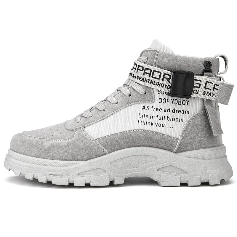 

Martin, men's high-top, thick-soled, fall-leather boots, British black motorcycle work boots