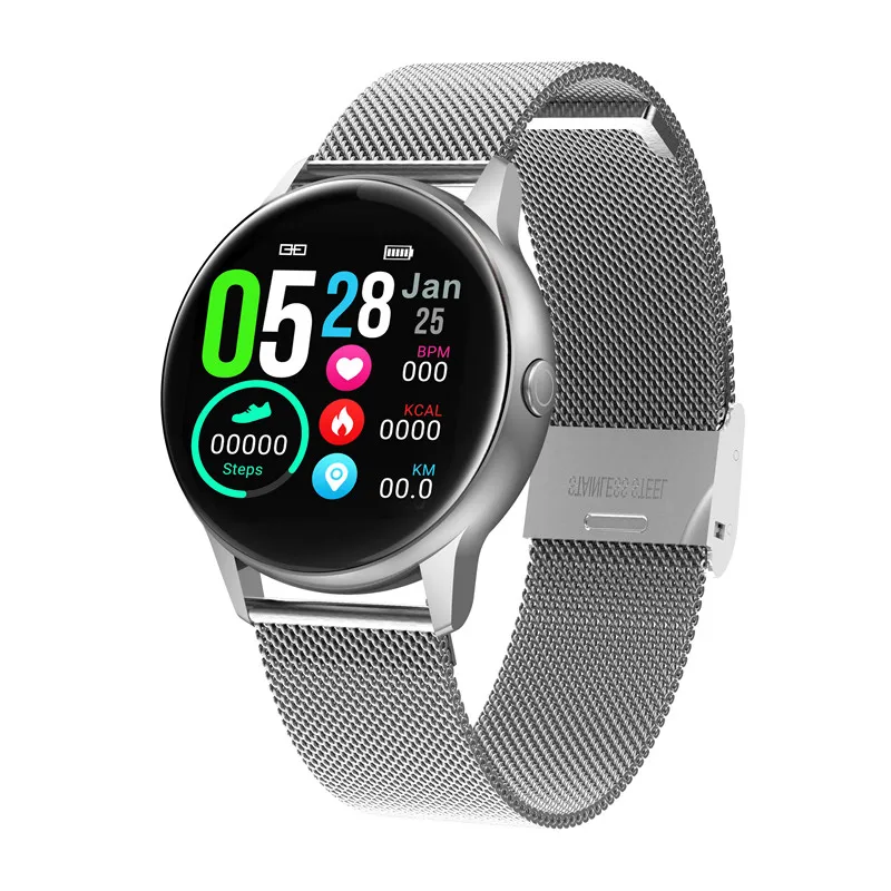 DT88 Смарт часы круглый сенсорный экран Smartwatch IP68 Водонепроницаемый сердечный ритм умный фитнес трекер спортивные часы VS Q8 Q9 - Цвет: metal silver