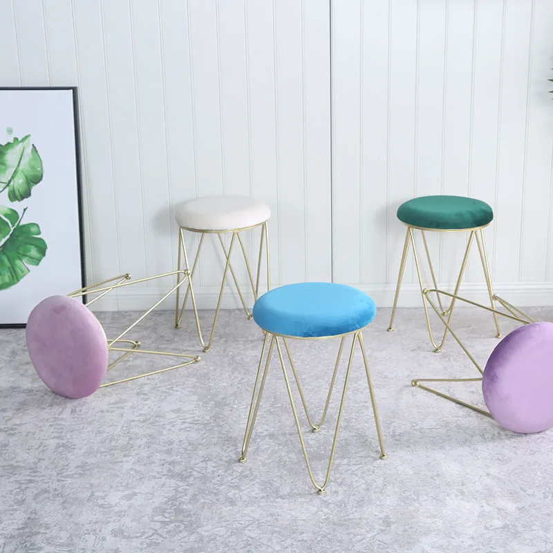  Concise Modern Ins Low Stool Bedroom Soft Iron Package Nothing Backrest Dining Chair Northern Europ - 4000263797567