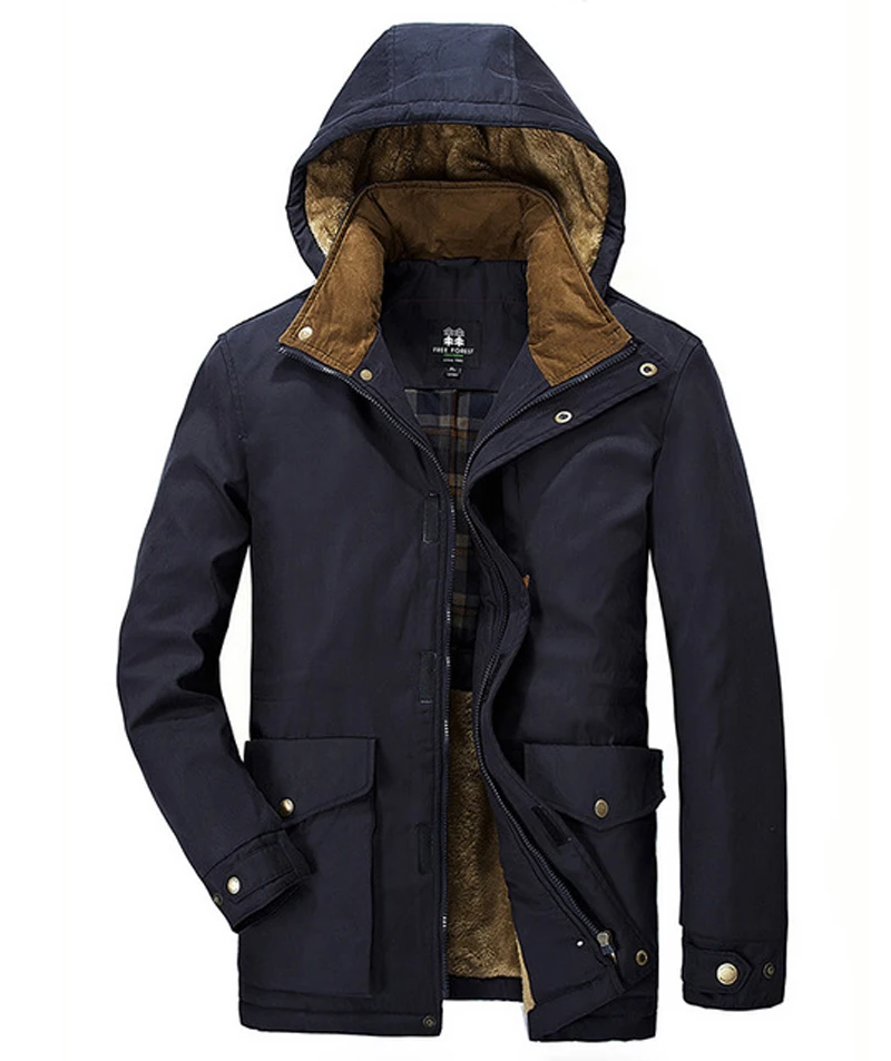 Большие размеры 6XL 7XL, зимняя куртка для мужчин, толстые теплые мужские парки, шерстяная подкладка, пальто с капюшоном, мужская верхняя одежда, ветрозащитные куртки с карманами