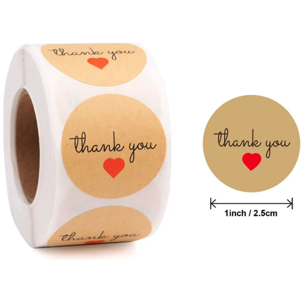 100pcs Natural Kraft Thank You Stickers Handmade With Love Stickers Seal Labes Scrapbooking For Package Box Adhesive Stationery