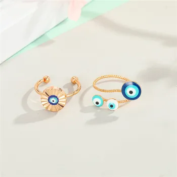 

1PC New Bohemian Fashion Turkish Evil Eye Ring For Women Vintage Ethnic Punk Blue Round Eye Open Finger Ring Jewelry Gift R242
