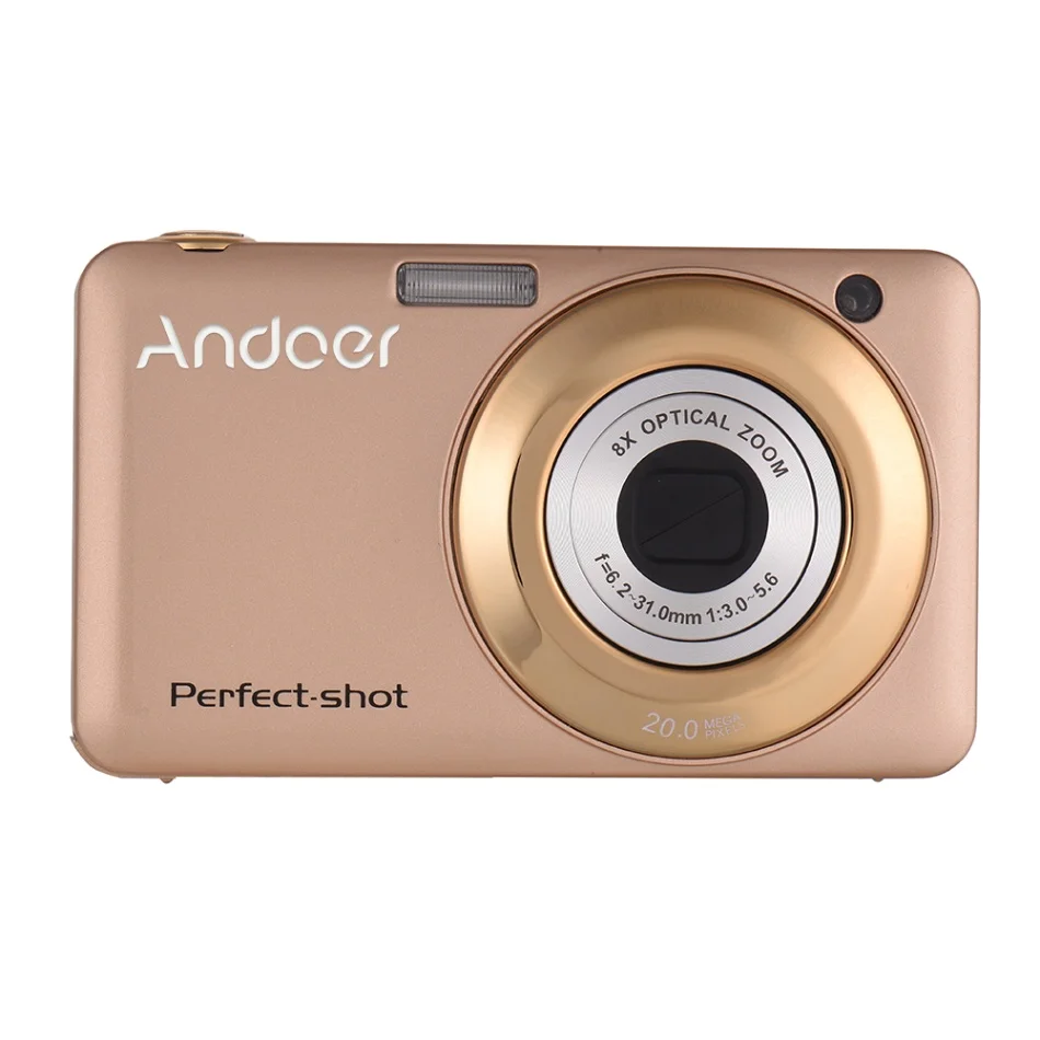 Andoer 20MP 720P HD Video Digital Camera Camcorder with 2pcs Batteries Anti-shake 2.7inch LCD Screen Kids Christmas Gift - Цвет: Золотой