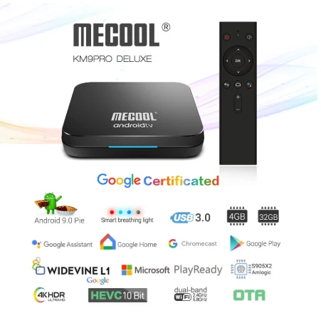 MECOOL KM9 PRO Android 9,0 ТВ приставка Amlogic S905X2 4G DDR4 32G rom 4K Google сертифицированная Android 9 A ТВ Смарт ТВ приставка Голосовое управление