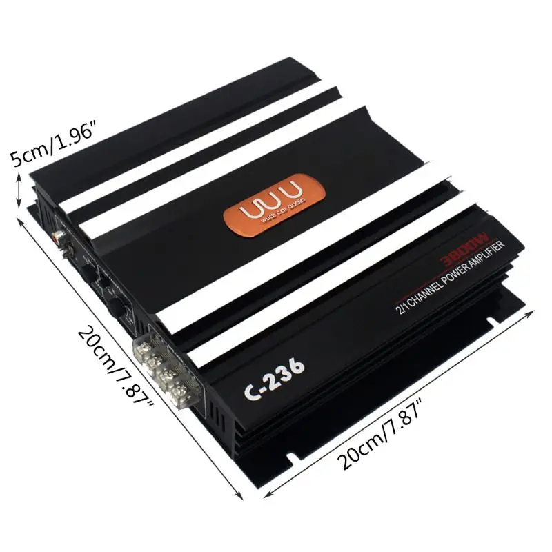 C-236 3800W 2 canales de Audio del coche 12V CC filtro de paso bajo Subwoofer - 4