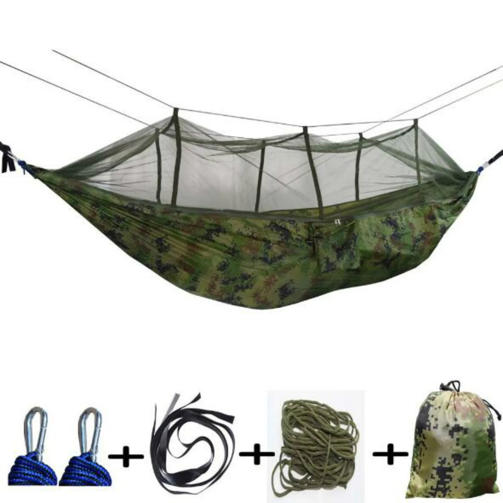 Portable Outdoor Travel Camping Hammock with Mosquito Net High Strength Parachute Fabric Hanging Bed Hunting Sleeping Swing Tool