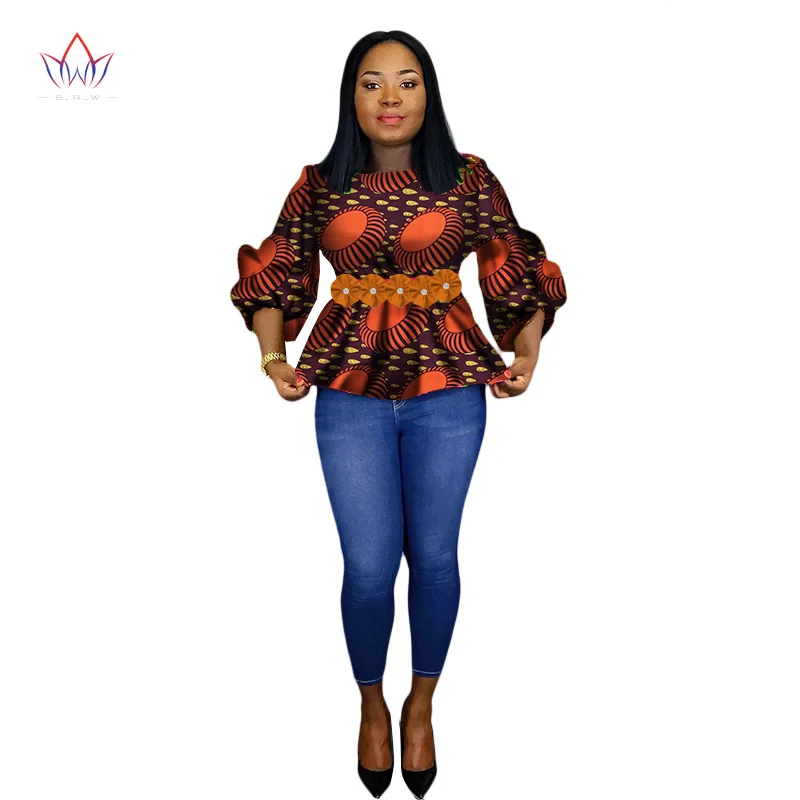 Bintarealwax в африканском стиле рубашка с принтом для женщин Dashiki цветок одежда