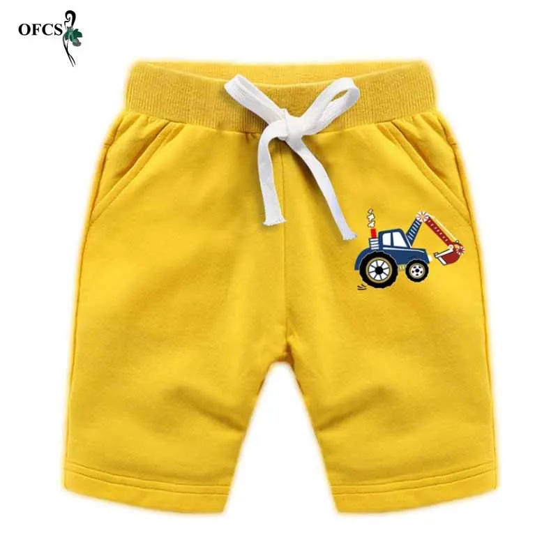 Yellow Лидер продаж! Детские летние шорты разноцветные пляжные брюки из хлопка с мультяшным принтом Шорты для мальчиков от 2 до 12 лет - Цвет: Yellow