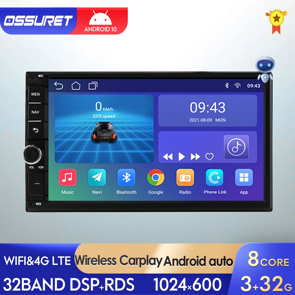 Android 10 Double 2 Din Car Radio Universal Stereo Video Multimedia Player 7INCH Autoradio Audio GPS Navigation WiFi | Автомобили и
