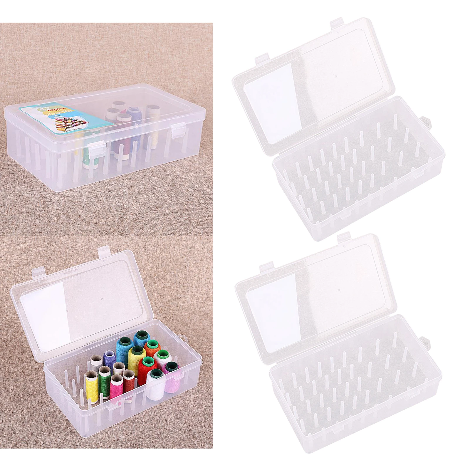 2PCS Sewing Thread Storage Box with 42 Spools Large Capacity Craft Bobbins Containing Organizing Case