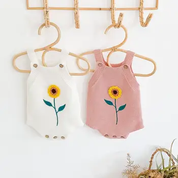 

Baby Bodysuits Clothes Fashion Floral Cotton Knitted Infant Bebes Girls Sleeveless Jumpsuits Outfits One Pieces Toddler Overalls