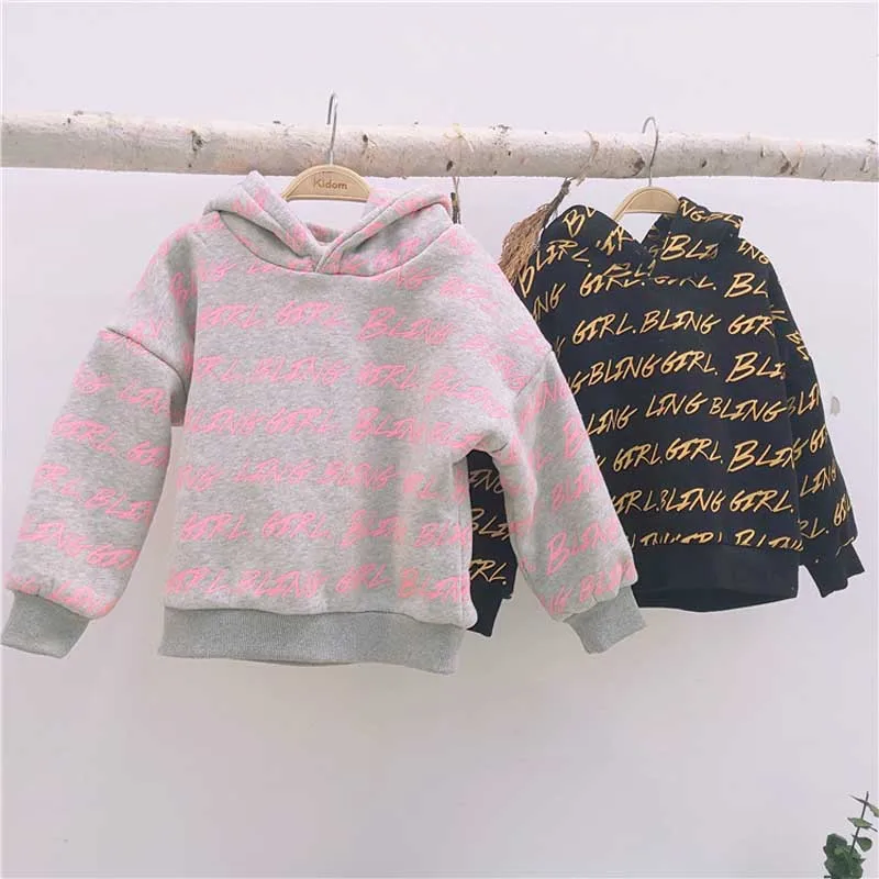 Winter Printing Boys Girls Hoodies Cotton Long Sleeve Sweatshirt Toddler Thicken Casual Sweater Kids Plus Velvet Tops Costume
