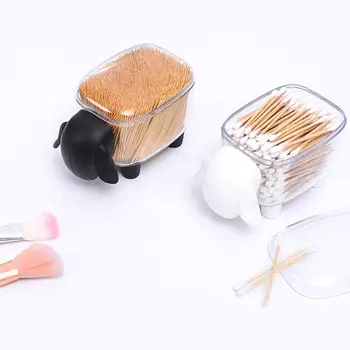 

1Pc Reusable Cotton Swab Box Ear Cleaning Silicone Makeup Swabs Sticks Sheep-shaped Make Up Tools Kit Table Decor Storage Box