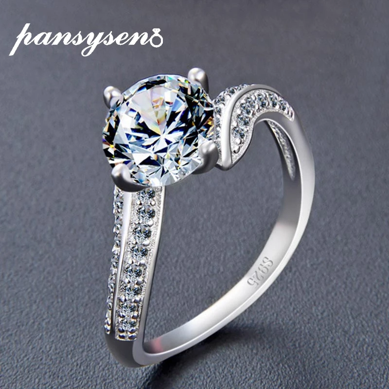 Женское кольцо из серебра 100% пробы с бриллиантами размеры 5 10|Кольца| |