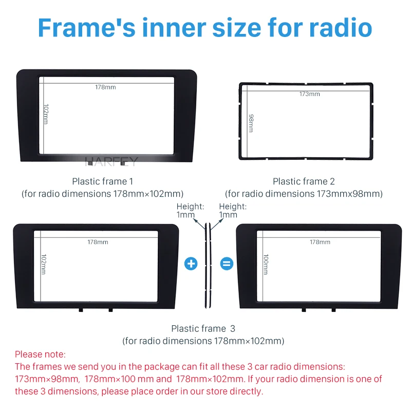 Harfey 2 Din автомагнитола, панель для переоборудования, аудио рамка, комплект для установки крышки для Audi A3 2003-2008, рамка для приборной панели автомобиля