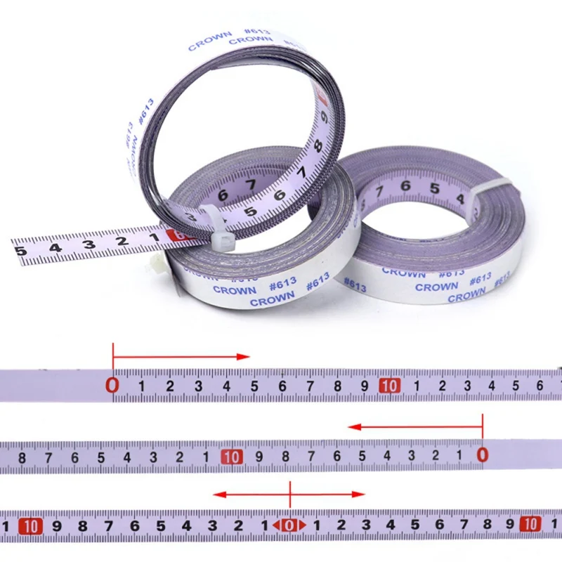 Roulette 1/2/5M Sticky Scale Stick Rule Self Adhesive Miter Saw Track Tape Measure Backing Metric Steel Ruler Tape Measurements