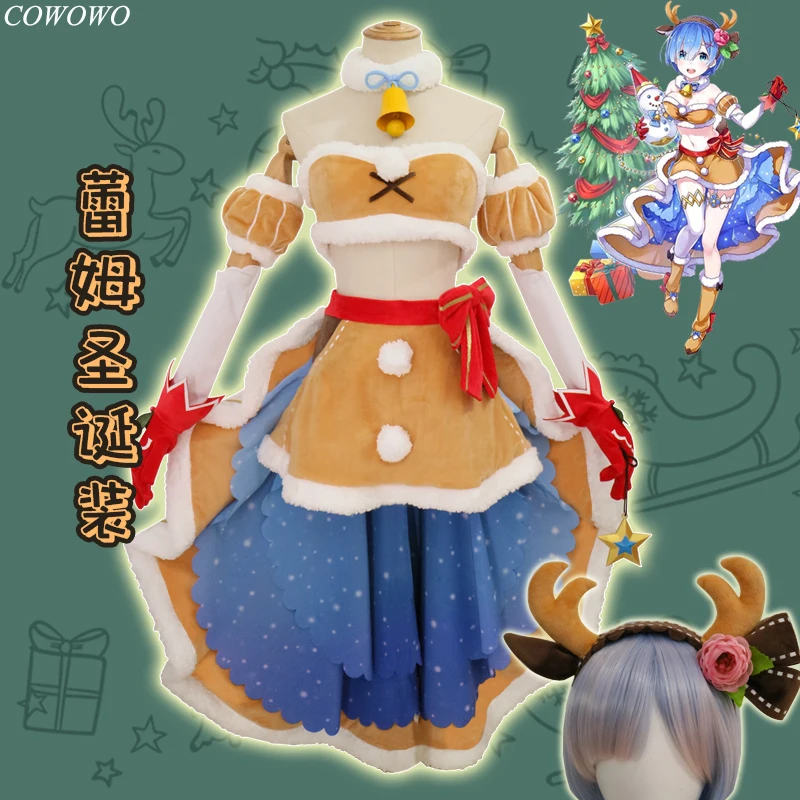 

Anime! Re:Life In A Different World From Zero Rem White Cat Project Linkage Lovely Uniform Cosplay Costume Christmas Suit NEW