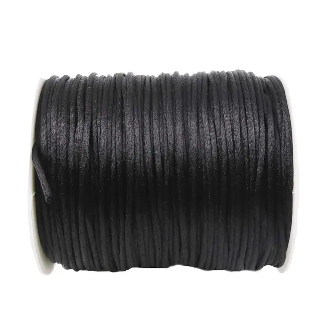 Bite Bites 1pc Satin Silk Rope Nylon Cord Colorful 1mm 80m Baby Teether Accessories Teething Necklace Rattail Cord DIY Tool Toys Black Rope