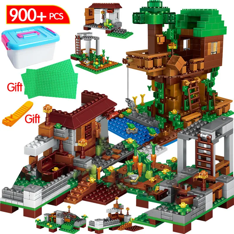 

900PCS My World Village Building Blocks Compatible Legoingly The Tree House Series with Figures Bricks Toys For Children
