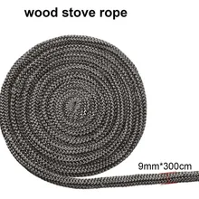 

9mm*300cm Fiberglass Rope Seal Black Stove/Fire Rope Wood Burning Stove Log Burner Door Seal Fireplace Parts Accessories