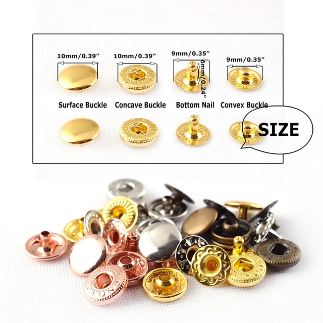 Metal Leather Snap Buttons 10mm Spring Snap Fasteners Kit 