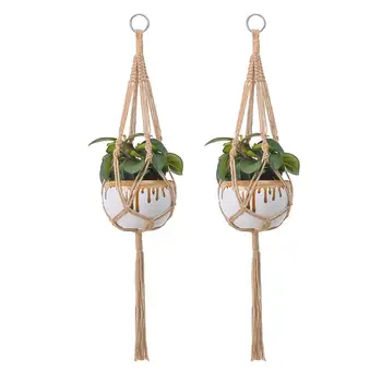 

2PCS Macrame Plant Hanger Outdoor Indoor Flower Pot Plants Holder Planter Basket