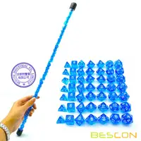 Bescon 49pcs Gem Blue Mini Polyhedral Dice Set in Long Tube, Sapphire Mini DND RPG Dice 7X7pcs, Long Stick Set 1