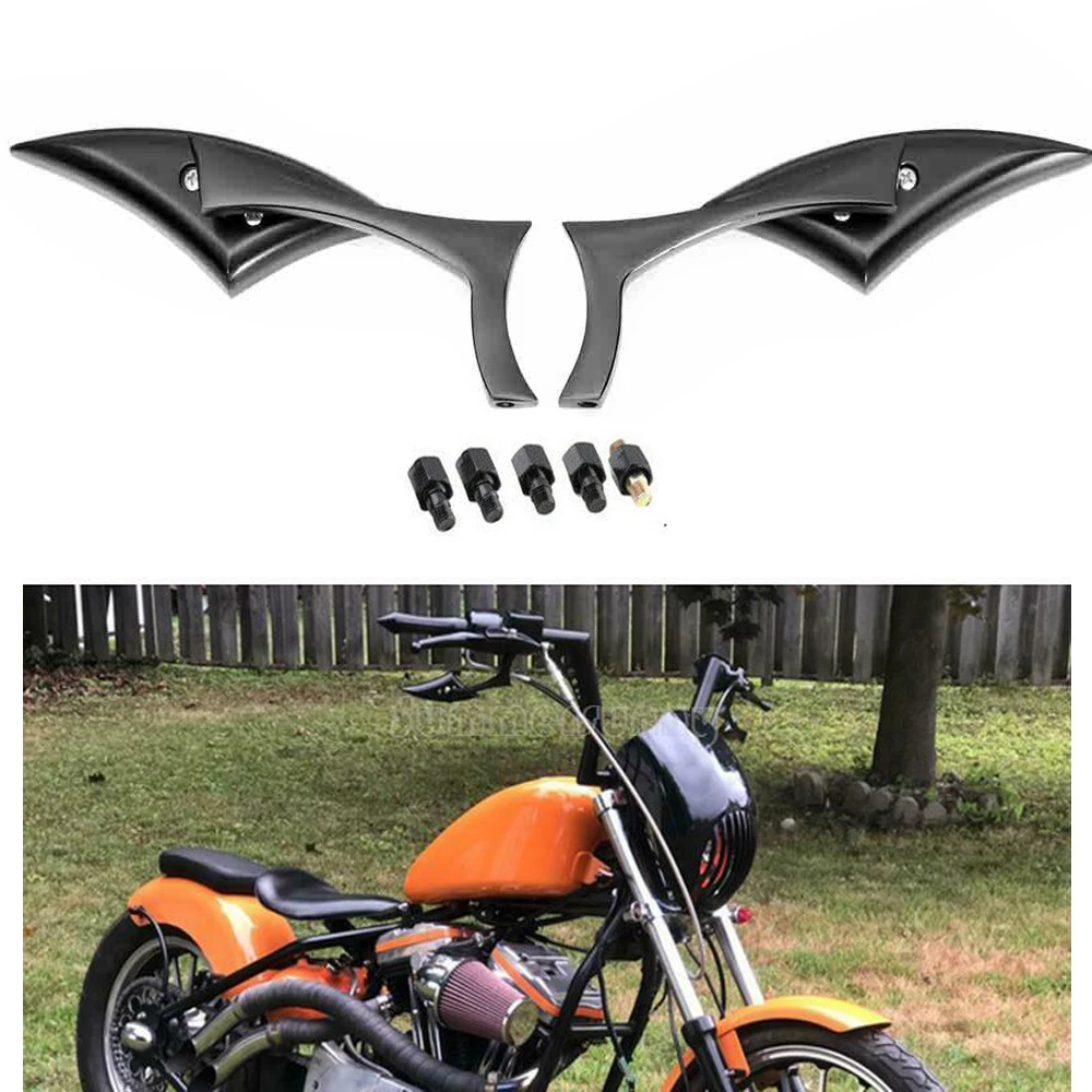Black Motorcycle Mirrors Wing For Harley-Davidson Sportster 1200 XL1200N XL1200C 