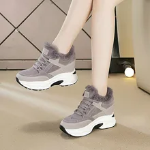 Обувь; теплые зимние женские ботинки на платформе; женские повседневные кроссовки с плюшем; женские зимние ботинки из искусственной замши; Теплая обувь на меху