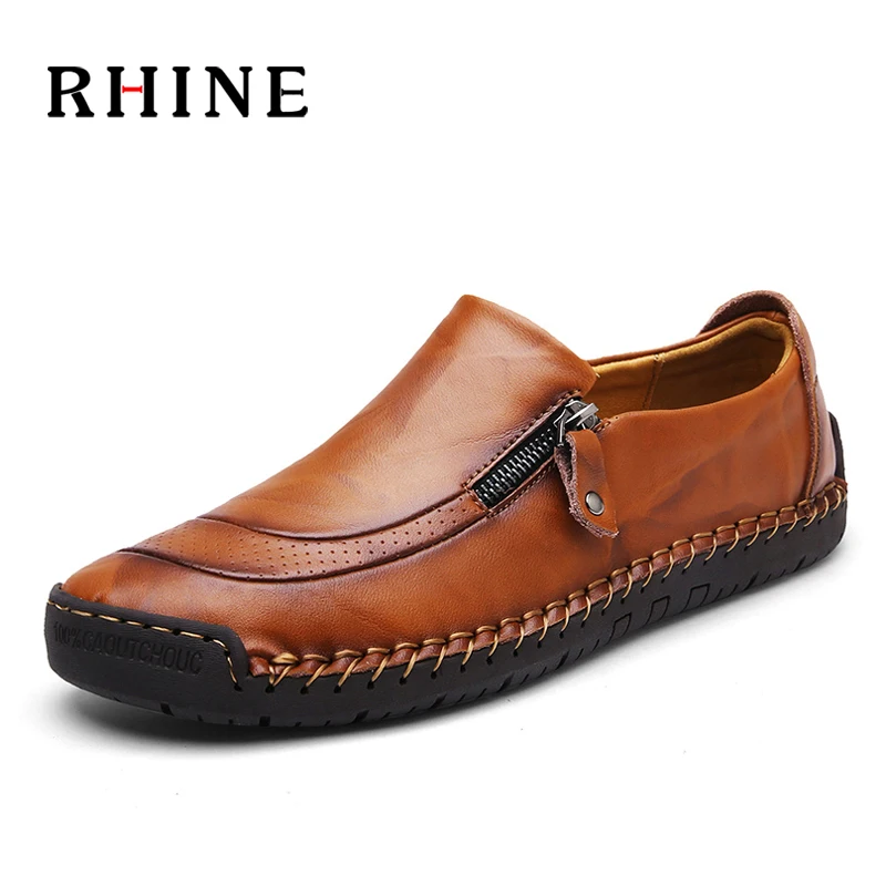 

RHINE New Arrival Men Loafers Men Casual Shoes Genuine Leather Classic Men Shoes Comfortable Fashion Flats Handmade Shoes Men