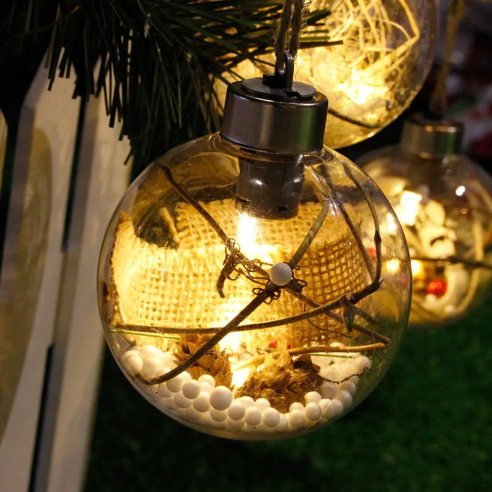 8 см романтическое Рождественское украшение в виде шара, прозрачный ПВХ домашний люминесцентный светильник, подвесной елочный шар