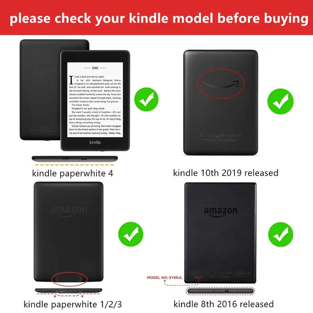 Amazon Kindle Paperwhite Case Smart Cover for Kindle 10th Hard Case for Kindle Paperwhite 4/3/2 Print Cover for Kindle 8th-1