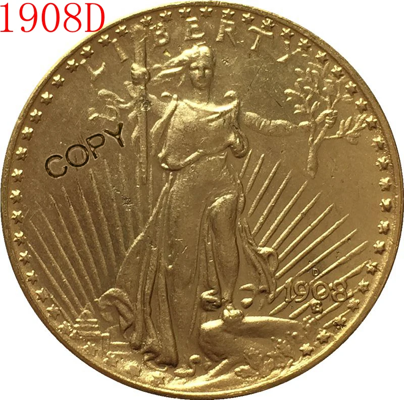 Фотокопия монеты 1908-D $20 St. | Дом и сад