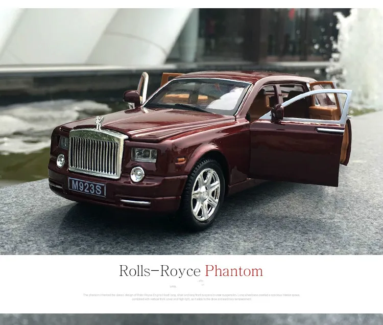 1/24 Rolls Royce Phantom литая под давлением Модель автомобиля игрушки металлический автомобиль Игрушечная модель автомобиля черная удлиненная коллекция лимузина 6 дверей