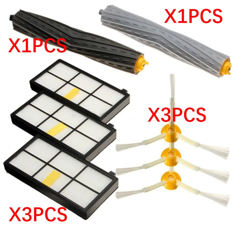 Filters&3-Armed Side Brushes&Debris Extractor Brushes For IRobot Roomba 800