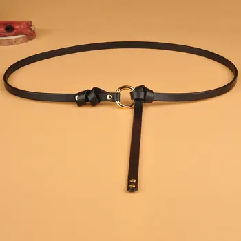 

Classic Design New Simple Wild Cowhide Belts Chain Woman Thin Belt For Dress Knotted Leather Decoration Korean Women's Belt 2020