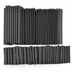 Kit de tubes de gaine thermorétractables, noir, connexion électrique, câble enroulé, étanche 2:1, 127 pièces 