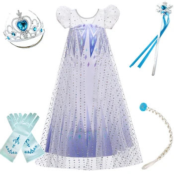 

Princess Elsa Dress for Gilrs Snow Queen 2 Disguies Kids Summer Costume Children 2020 Clothes Carnival Birthday Party Clothing