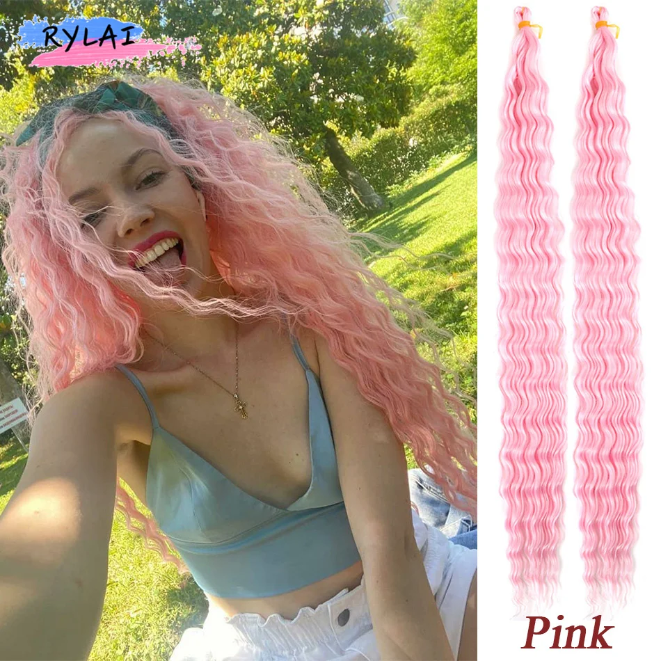 30 ''глубокие волнистые плетеные волосы для вязания крючком синтетические