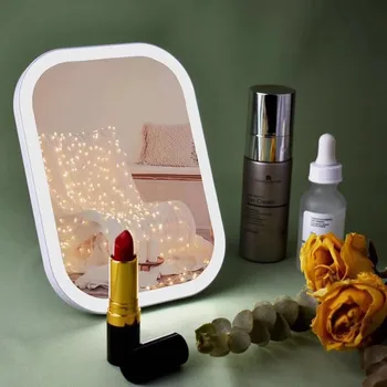 

LED Touch Screen Light Makeup Mirror Table Desktop Fill Light Folding Portable Makeup Mirror Touch Dimmable Wall Mounted
