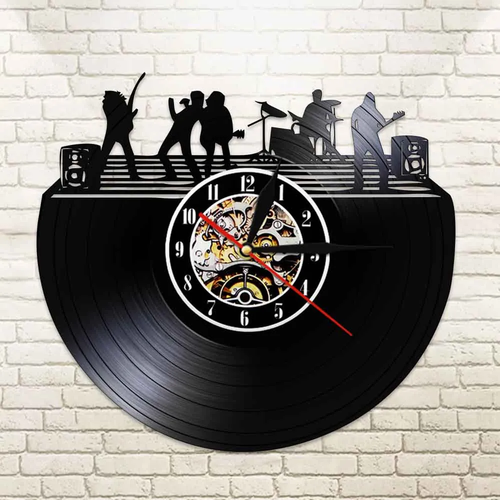 Rock Music Bank Жизнь Музыка винтажный дизайн с подсветкой настенные часы без тиканья большие лазерные часы певица подарок